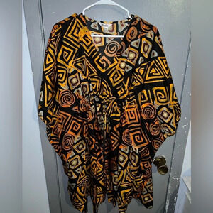 WINLAN tunic top in black and orange “one size fits most”